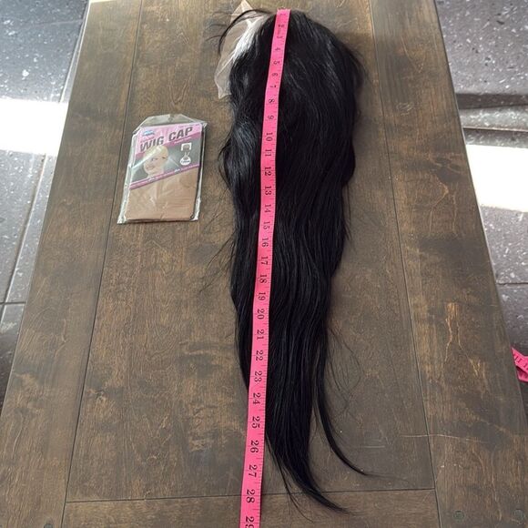Luxurious Black Wavy Hair Wig 28” Lace Front Wig Human With Baby Hair Natural CL - Picture 13 of 16
